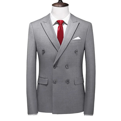 2026 Marque Mode Homme Costume de smoking croisé pour affaires/Costume ajusté pour homme Style coréen décontracté/Blazers vestes décontractées pour hommes