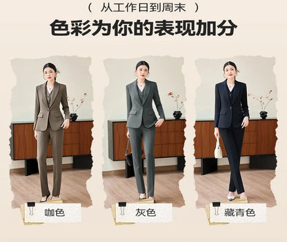 Fashionable professional women's two-piece pant+ suit jacket. Sophisticated elegant, slim fit comfortable. 2025 new style