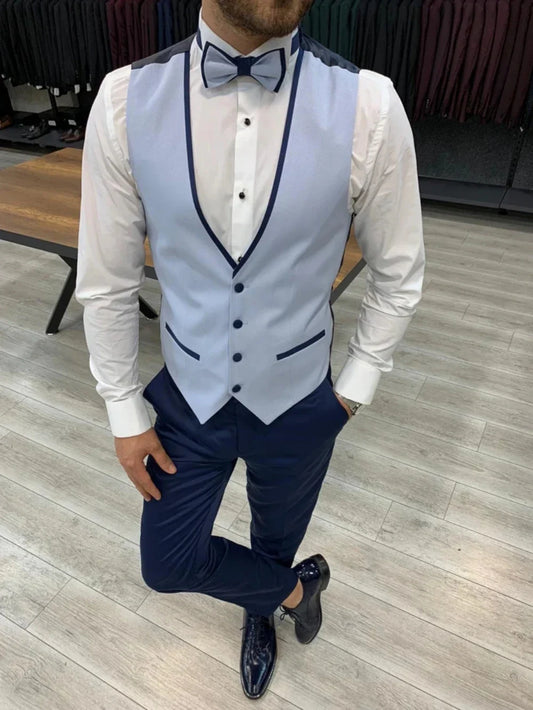 Formal Handsome Men's 3 Pieces Office Interview Sets Fashionable Elegant Shawl Lapel Suits Dancing Set Chic Tuxedo Party Wear