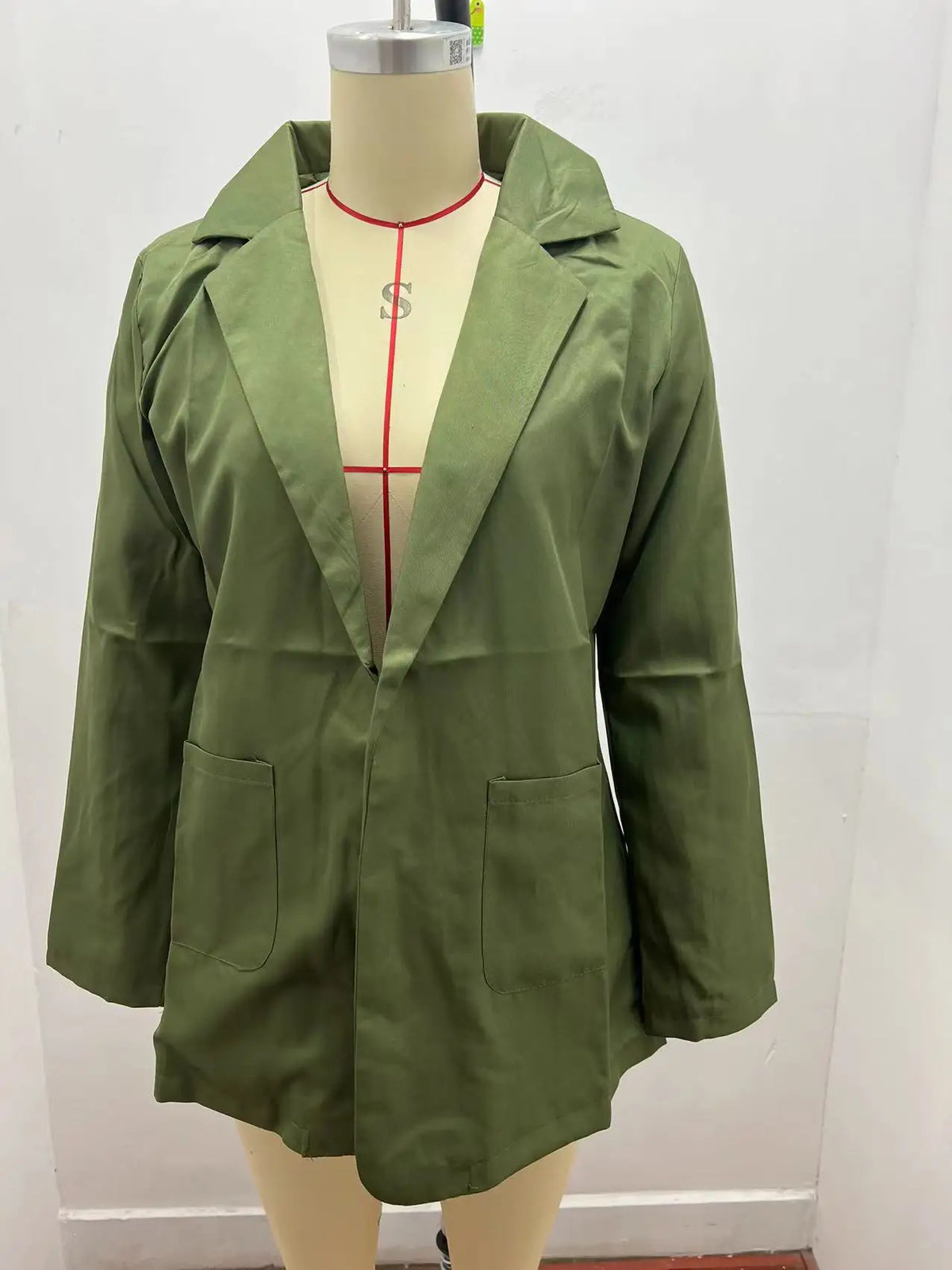 Women's Casual Blazer Notched Lapel Long Sleeve Open Jacket with Pockets Slim Fit Spring Autumn Office Lady Streetwear Coat
