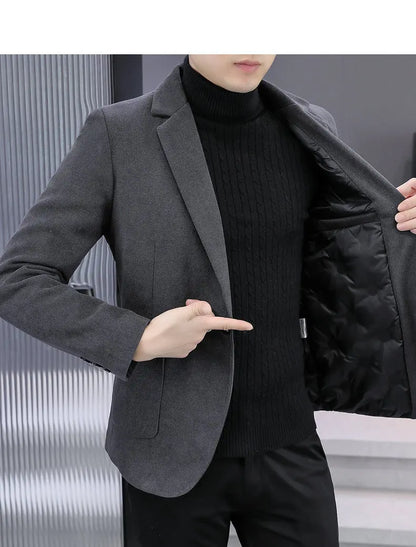 Blazer Men Fashionable Outdoor Wedding Versatile Slimming and Casual Korean Version Golden Mink Velvet Velvet and Cotton Blazer