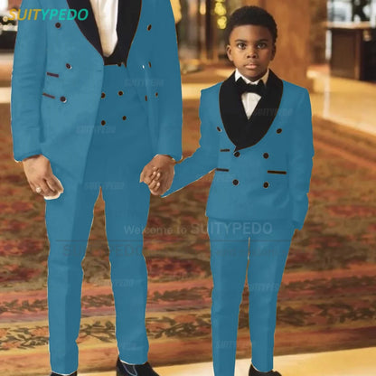 Fashion Boys Suit Sets Jacquard Shawl Lapel Jacket Wedding Flower Boy Costume Children Custom Suitable Blazer Vest Pants 3 Pcs