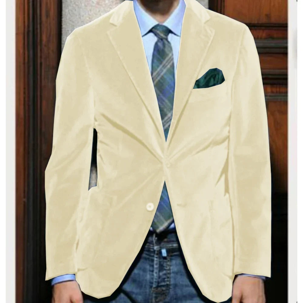 Men's Velvet Blazer Single-Breasted Slim Fit Sport Coat for Business and Formal Occasions