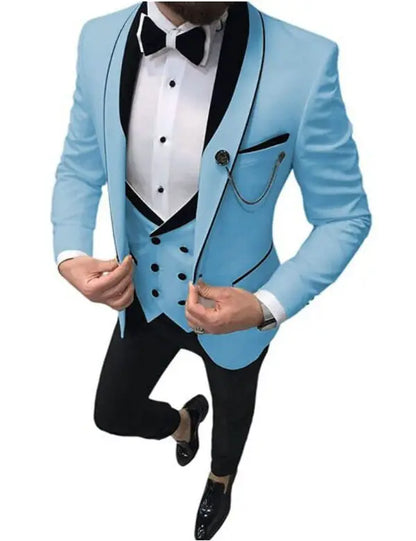 Custom Made Navy Blue Wedding Suits For Men Slim Fit Prom Party Suits Groom Tuxedos 3 Pieces Formal Men Suits Jacket+Pants+Vest