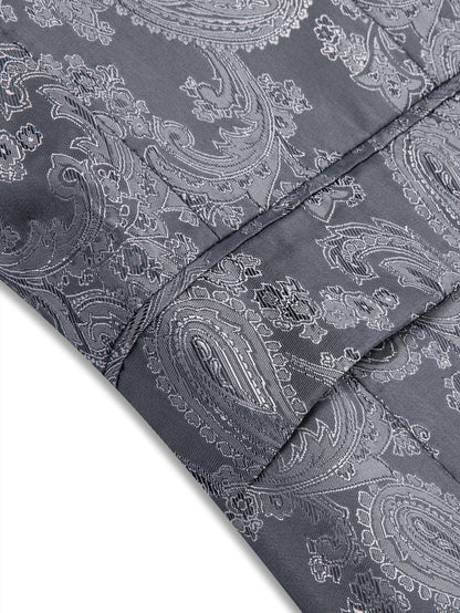 Slim Fit Dark Grey Paisley Jacquard Mens Blazer, Notch Lapel Single Button Formal Suit Jacket Evening Party Host Costume