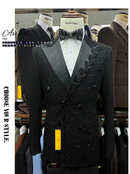 Men's Slim Fit 2-Piece Jacquard Suit – Black | Weddings, Banquets & Formal Events