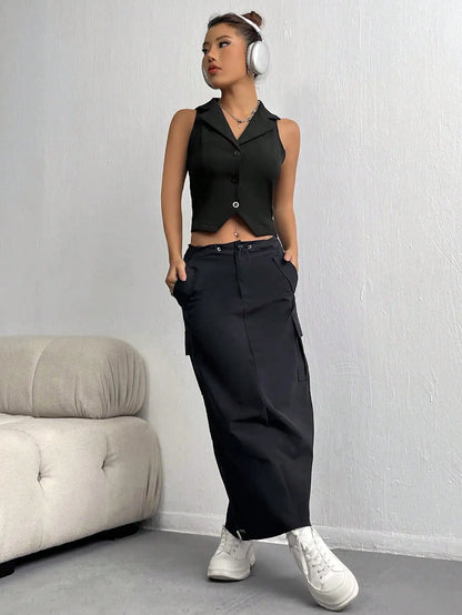Fashionable Street-Style Sleeveless Lapel Single-Breasted Vest