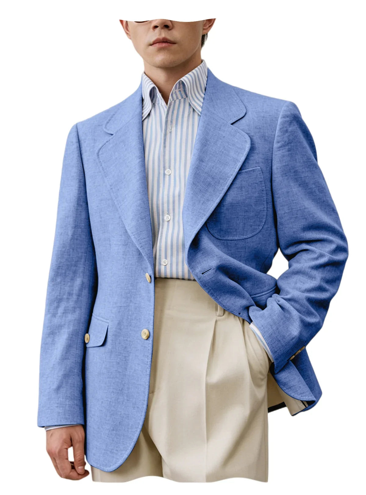 Men's Linen Blazer Casual Business Suit Jacket Single Breasted Notch Lapel Sport Coat Breathable Summer Wear for Wedding Party