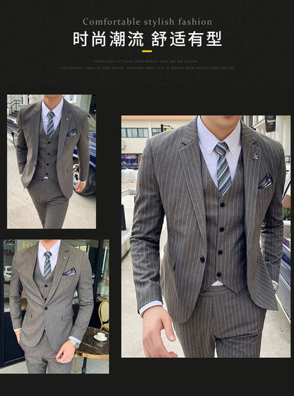 Men's 3-Piece Formal Suit Slim Fit Blazer Vest Pants for Wedding Business Smart Casual