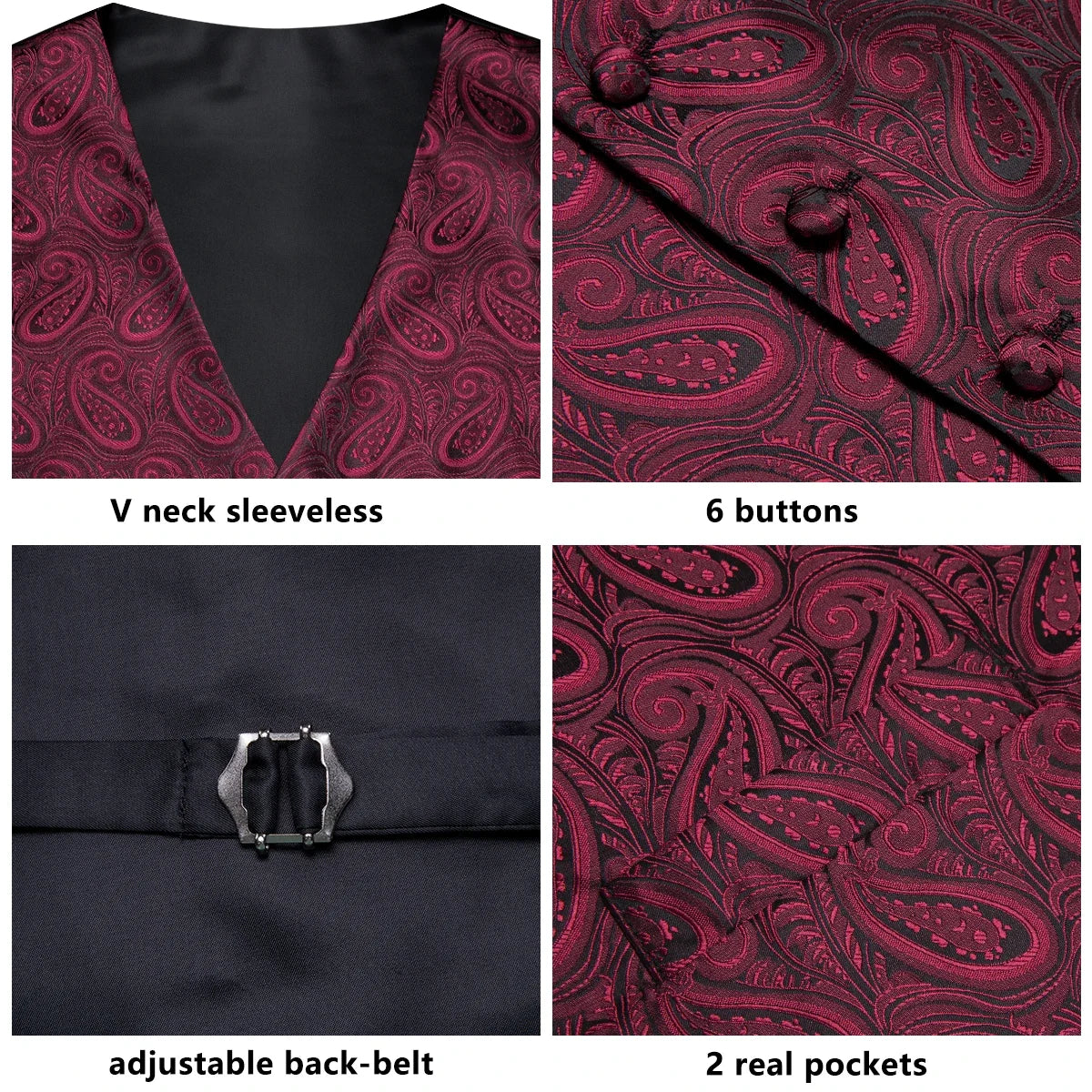 Men's Paisley Waistcoat Set – Single Breasted Vest with Matching Tie for Weddings and Formal Events