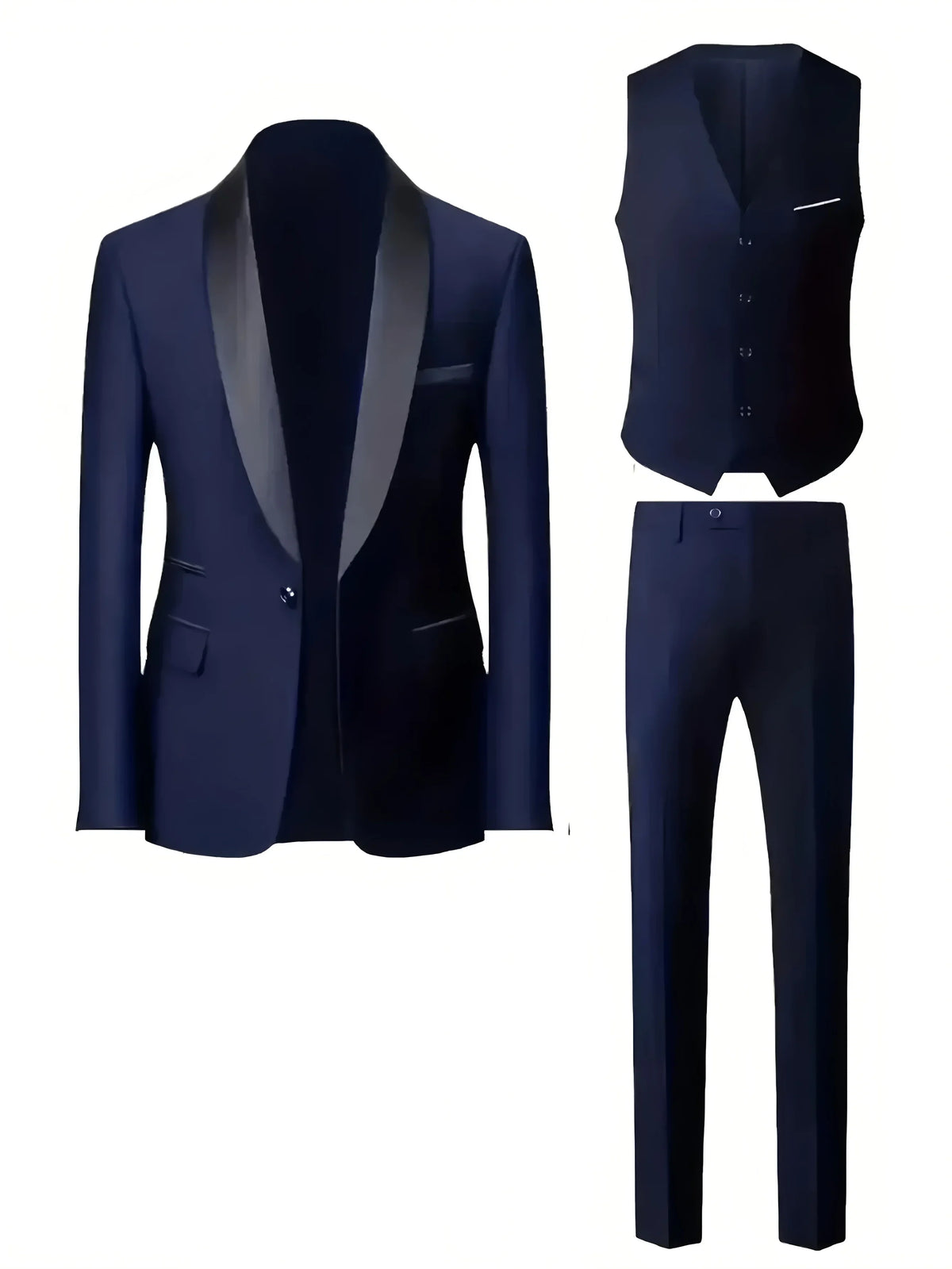 Veste Gilet Pantalon Couleur Unie Costume Homme Formel Business Bureau Marié Mariage Fête Blazer Gilet Pantalon Smoking