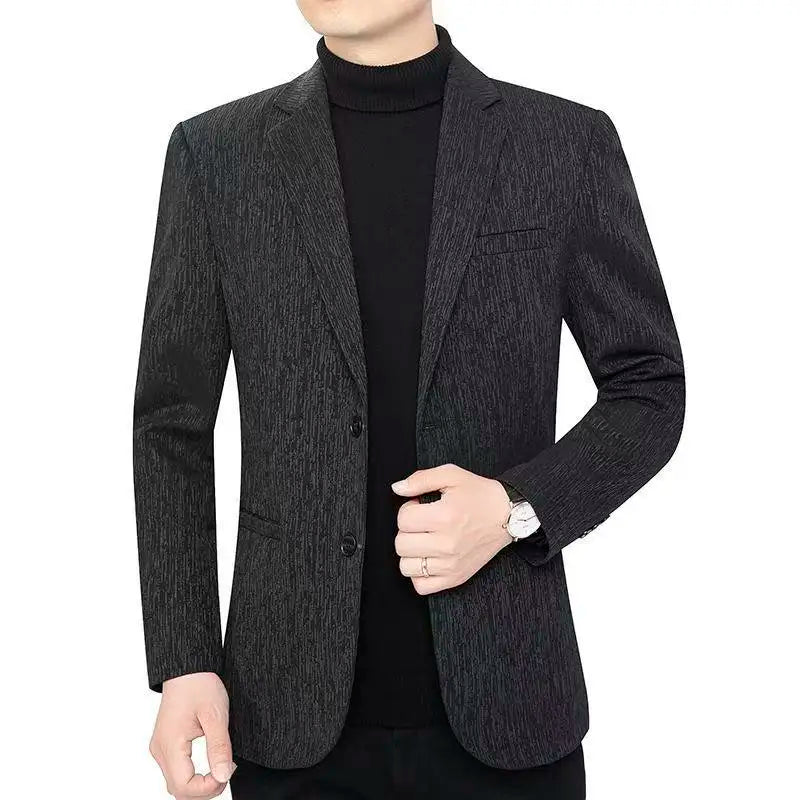 Men's Smart Casual Blazer Single Breasted Spring Autumn Jacket Black Dark Blue