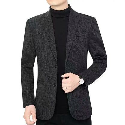 Men's Smart Casual Blazer Single Breasted Spring Autumn Jacket Black Dark Blue