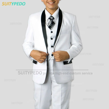 Boys Suit Set Child Formal Blazer Slim Fit Outfit Wedding Tuxedo 3 Pieces Shawl Collar Jacket Pants And Vest Mariage Costume