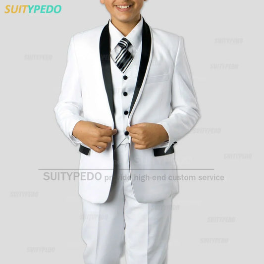 Boys Suit Set Child Formal Blazer Slim Fit Outfit Wedding Tuxedo 3 Pieces Shawl Collar Jacket Pants And Vest Mariage Costume