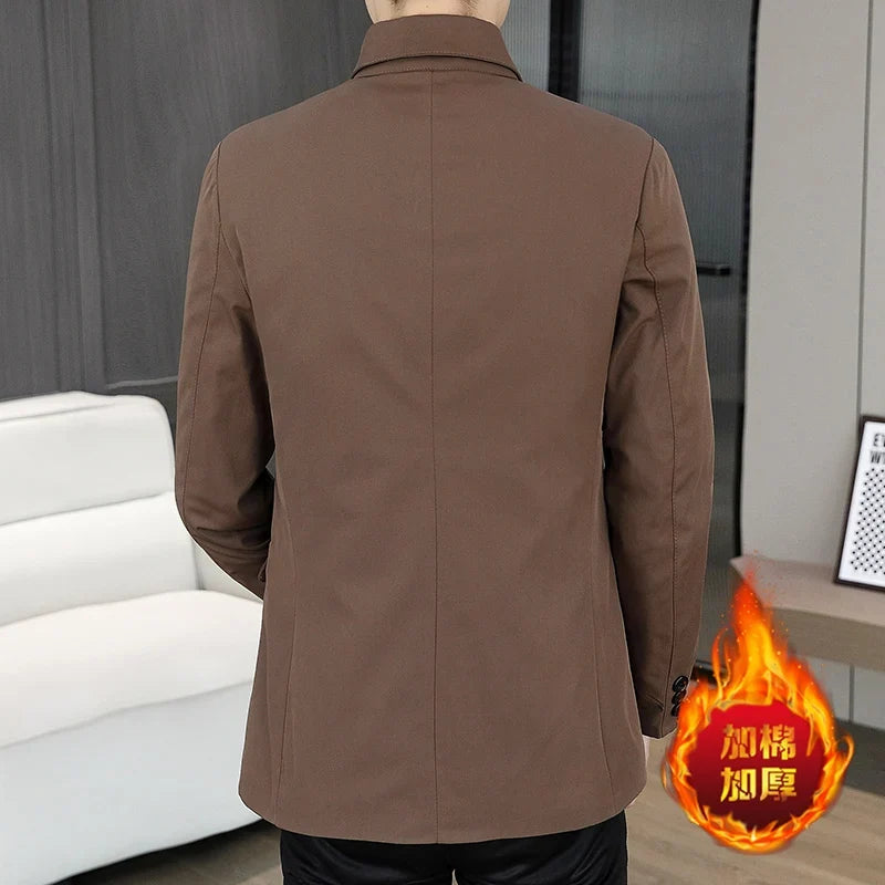 Blazer Men's Business Gentleman Wedding Fashion Best Man Solid Color Slim Fit Casual Mink Velvet with Cotton Thickened Blazer