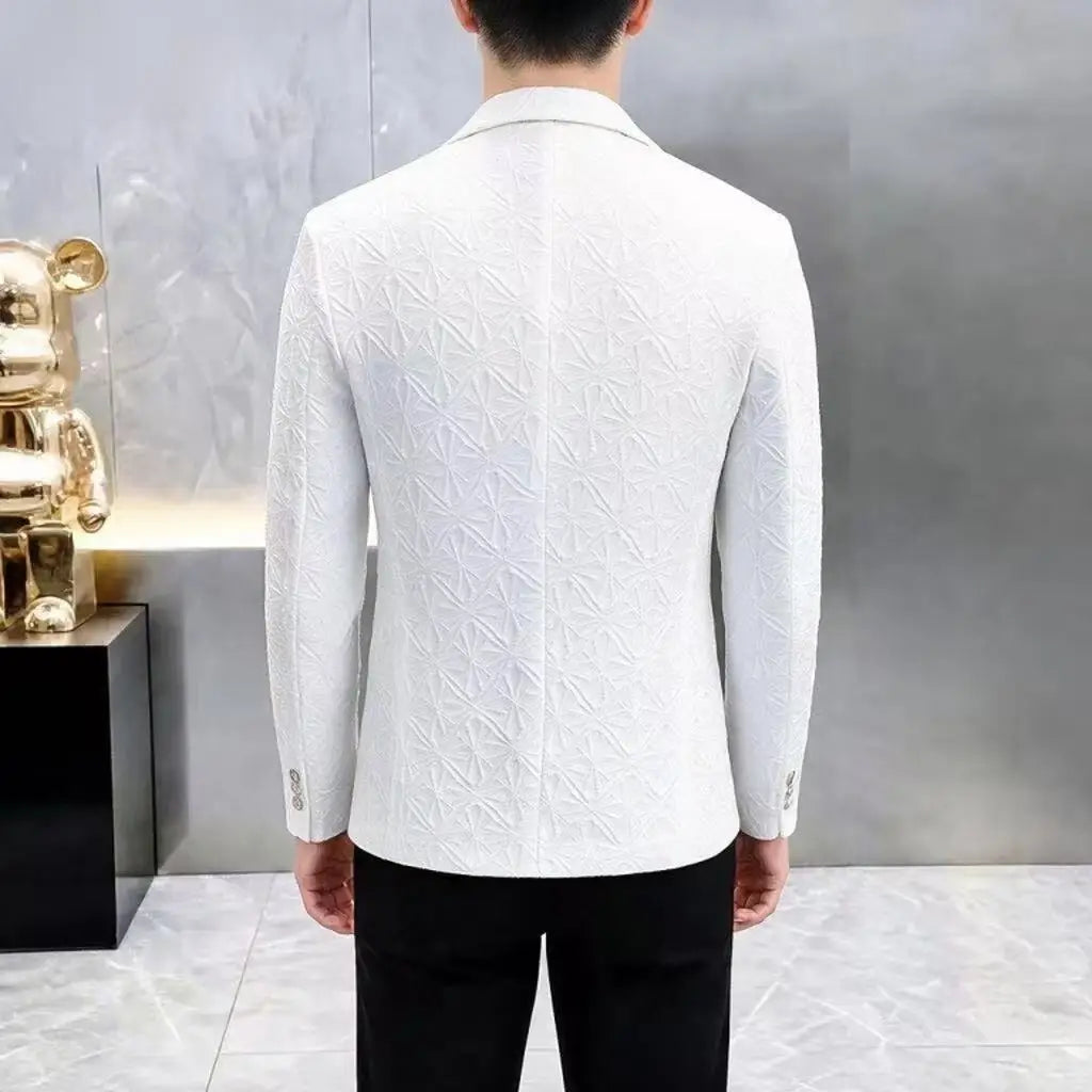 Men's Slim Fit Stand Collar Blazer | Smart Casual Single Breasted Jacket for Men | White, Black & Khaki