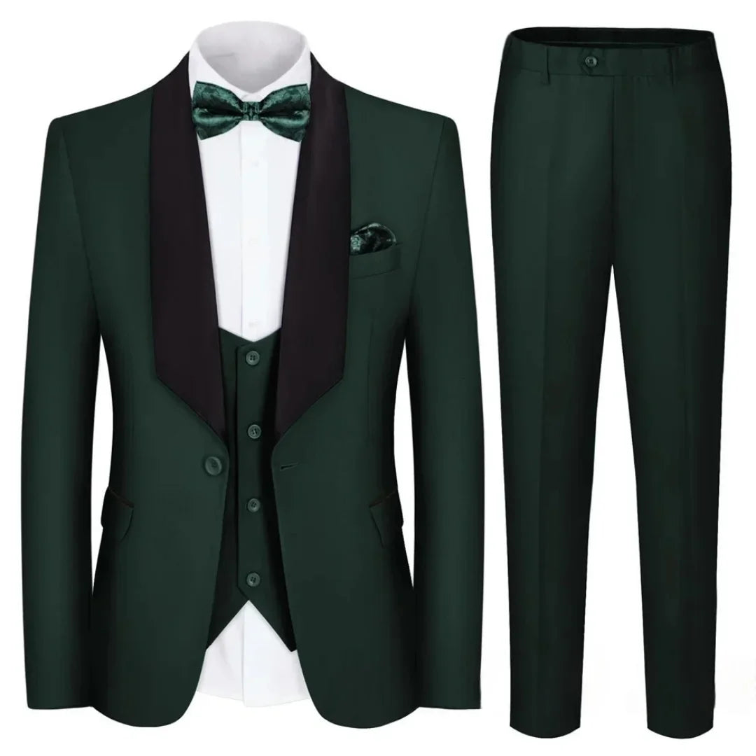 New Design Suit for Men 3 Pieces Formal Wedding Prom Set Slim Fit Jacket Best Man Groom Tuxedos Costume Homme