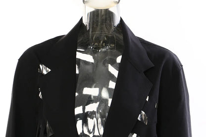 Women Chic Blazer Hollow Out Niche Design Single Button Notched Collar High-end Jacket Fashion Coat New Spring 2026 HK19476