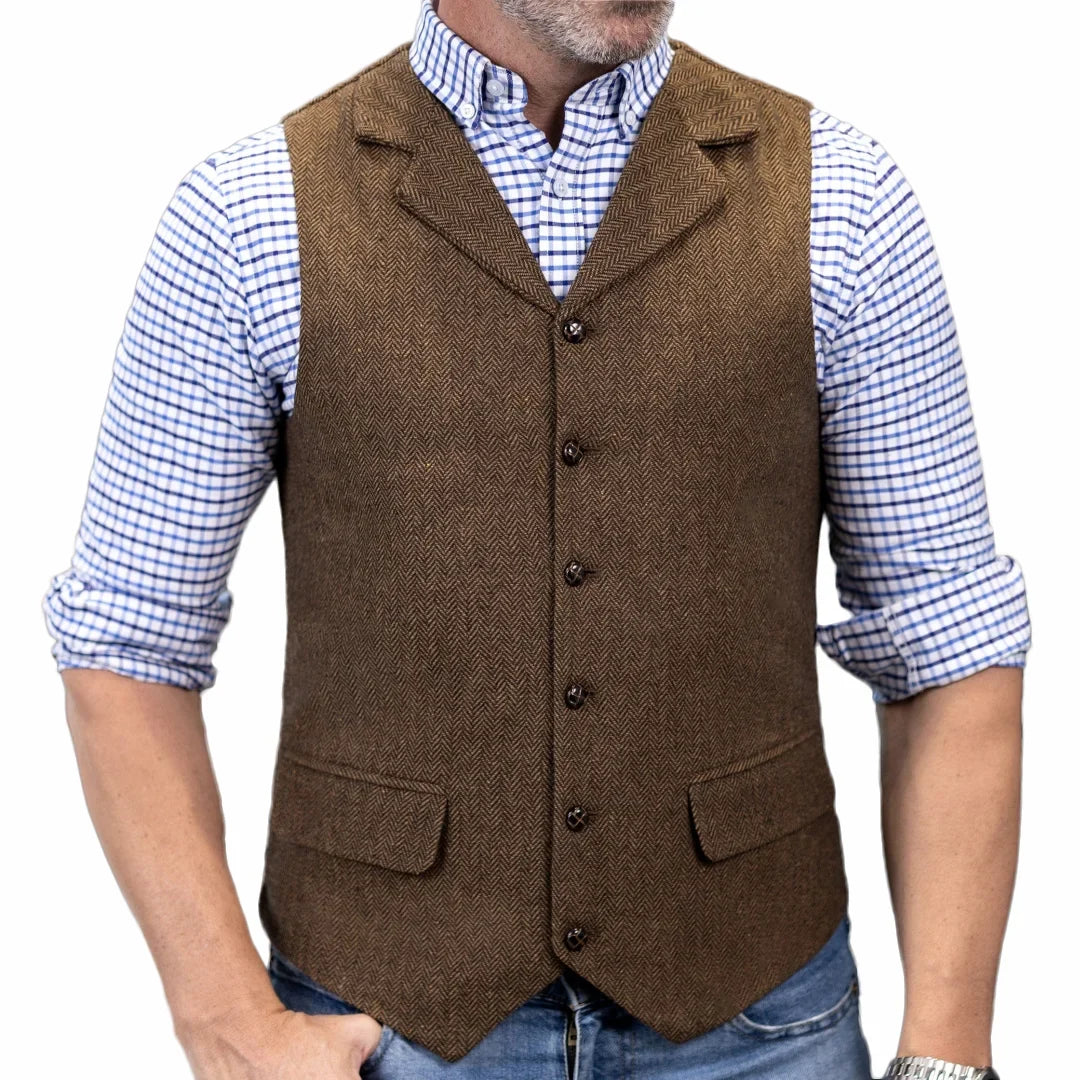 Men's Formal Vest | Single Breasted Lapel Waistcoat for Weddings & Business