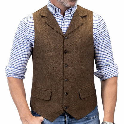 Men's Formal Vest | Single Breasted Lapel Waistcoat for Weddings & Business