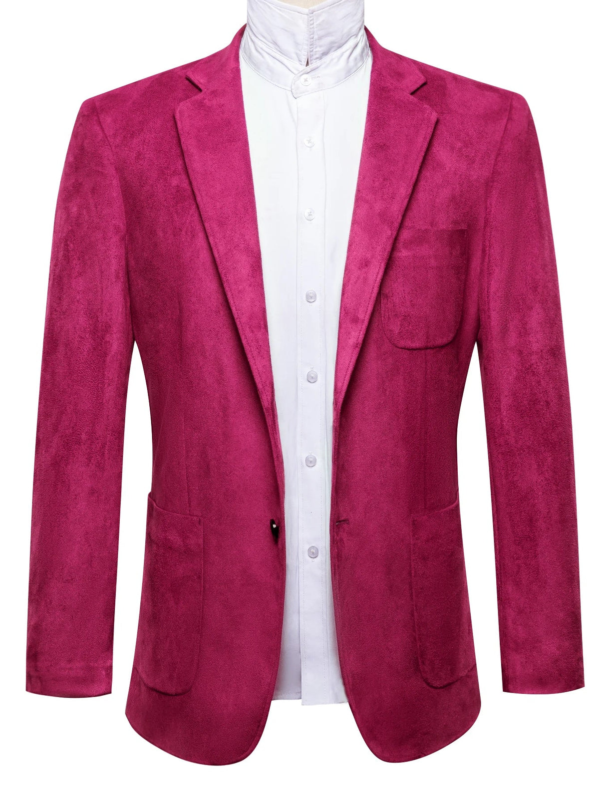 Vintage Mens Suede Blazer Jacket Casual Business Single Breasted Suit Coat Long Sleeve Patch Pocket Blazer for Office Streetwear