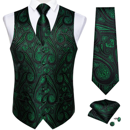 Men's Suit Vest and Tie Set – Single Breasted Waistcoat with Necktie and Pocket Square for Weddings and Business Events