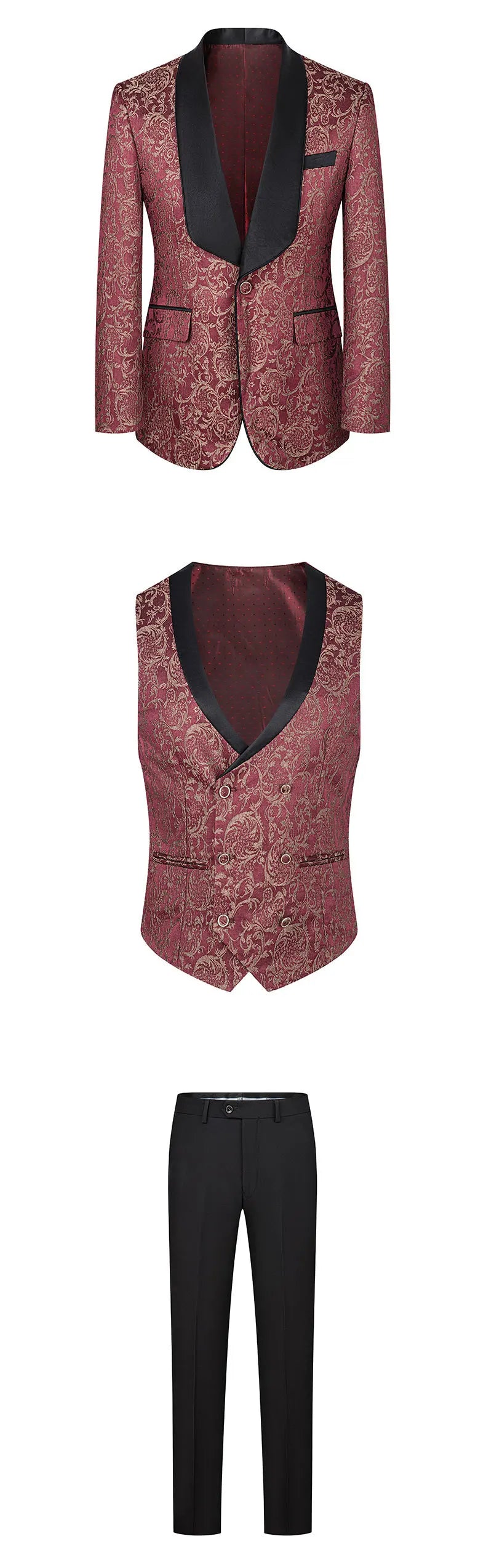 2025 Men's Jacquard Suits 3 Pieces ( Jacket+vest+pant) Wedding Dress Groom's Suit Host's Performance Party Stage Formal Clothing