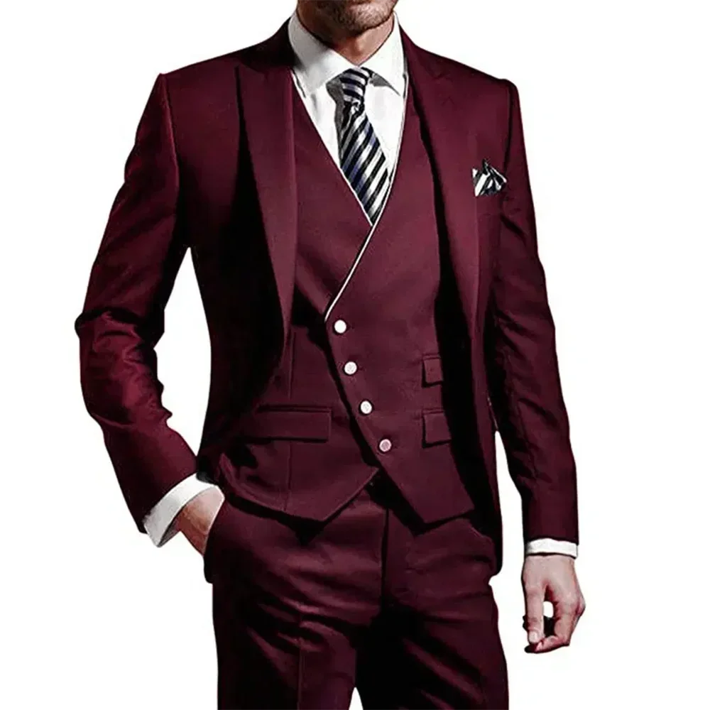 Italian Men Wedding Suits Groom Set Marriage Classic Vintage Tuxedos Prom Jacket Costume Homme Pour Mariage 3 Piece Suit For Men