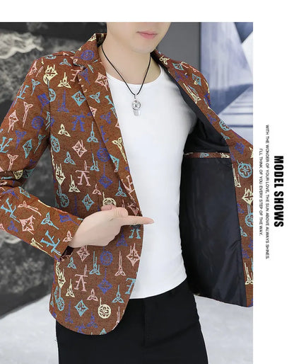 Blazer Men's fashion outdoor travel gentleman wedding Slimming Business versatile Trendy Casual Korean-style formal wear Blazer