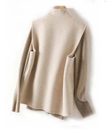 Woolen Vest Women's Standing Neck Button Chinese Style Loose Versatile Thin Wool Vest Outerwear Coat Sleeveless Jacket For Women