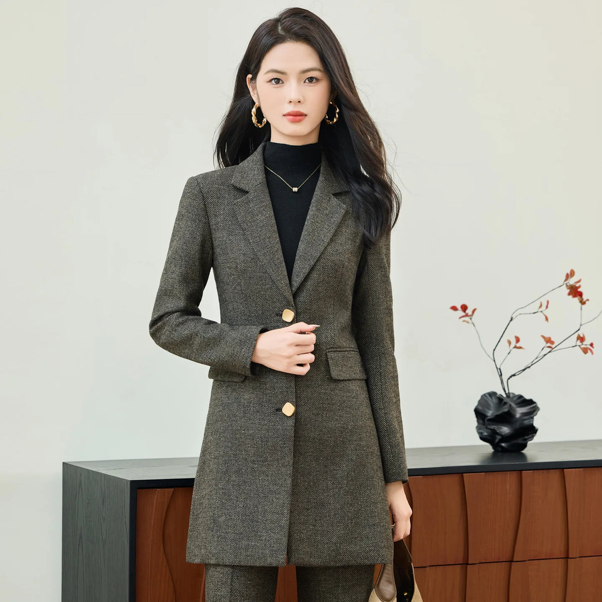 High End Windbreaker Coat Professional Suit Female Autumn Winter Formal Ladies Lengthen Business Suits Women Work Office Uniform