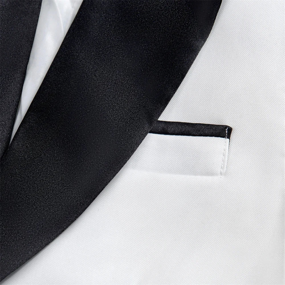 Boys Tuxedo Suit 5-Piece Set Kids Formal Outfit White for Wedding Birthday Piano Party