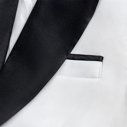 Boys Tuxedo Suit 5-Piece Set Kids Formal Outfit White for Wedding Birthday Piano Party