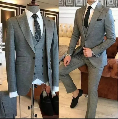 Slim Fit Men's Suits 3 Pieces Tuxedos Groom Wedding Tuxedo Terno Masculino De Pour Hommes Blazer(Jacket+Pants+Vest)