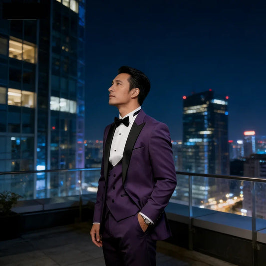 Men's Classic Suit 3-Piece Peak Lapel Blazer Vest Pant Slim Fit Elegant Matching Men's Formal Wear Ensemble
