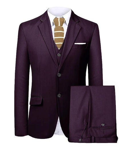 Men's 3 Pieces Suit Two Buttons Notch Lapel Jacket Waistcoat and Trousers Dinner Wedding Tuxedos Slim Fit Formal Business Suits