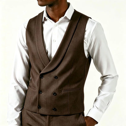 Men's Formal Vest – Double Breasted Lapel Waistcoat for Weddings & Business