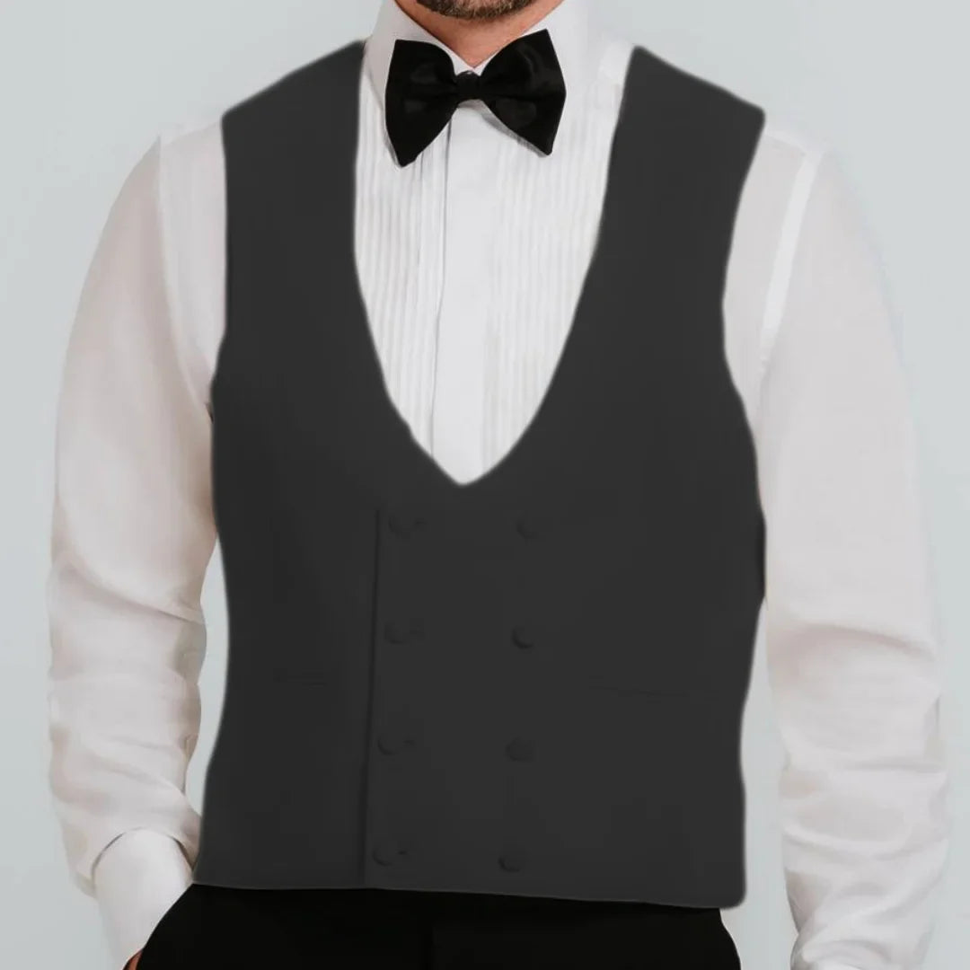 Men's Formal Vest Double Breasted V-Neck Waistcoat for Weddings & Special Occasions – Beige