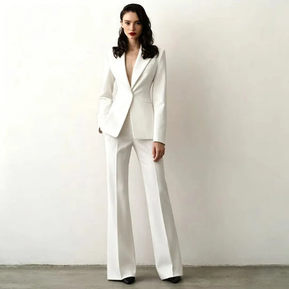 Tailor Made Women's Suit Slim Fit Notch Lapel 2 Pcs Workplace Style Blazer Female Business Work Wear (Jacket+Pant）