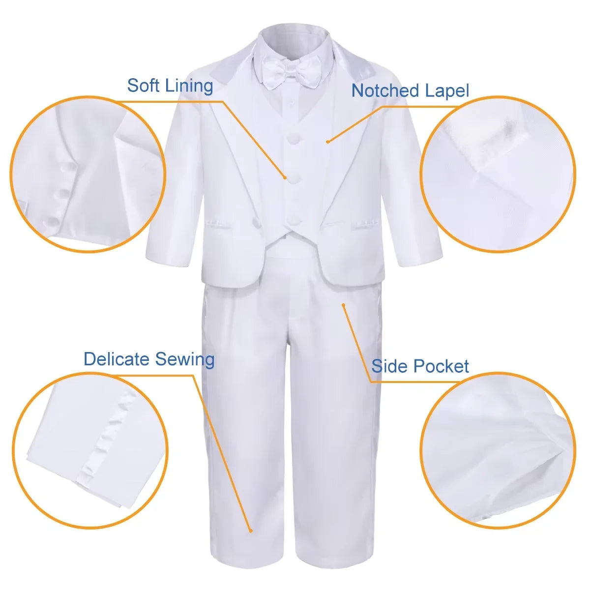 Baby Boy Baptism Outfit Infant Tuxedo Christening Wedding Birthday Celebration Formal Gentleman Suit White 6 Months to 3 Years