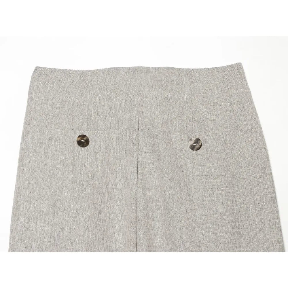 Stylish OL Style Pant Sets Women New Matching Sets Linen Blazer with Shoulder Pads and Flap Pockets + High-waisted Pleated Pants