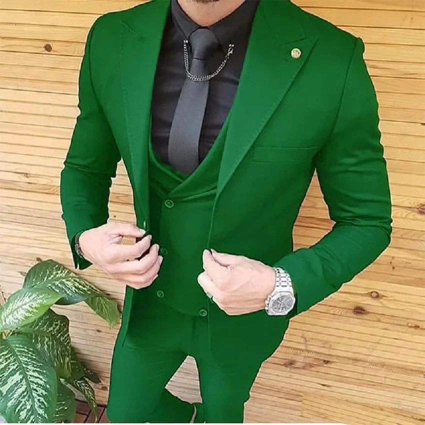 Black Men Suits Groom Wear Tuxedos Prom Dresses Best Man Party Suit Business Suit Three Pieces Suit ( Jacket+Pants+Vest)