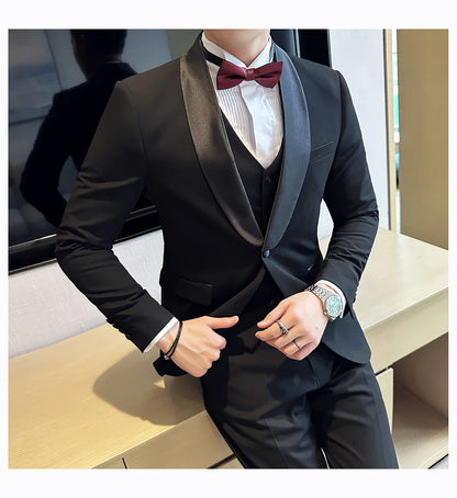 Plus Size 6XL 5XL Men Formal Business Suit 3 Set Pieces Classic Slim Fit Business Suits Sets Autumn Men Wedding Party Tuxedo