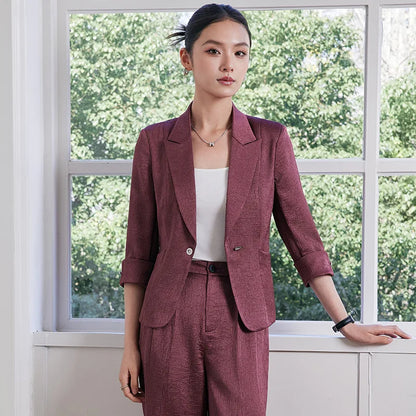 Fashion Office Ladies Blazer and Pants Suit Formal Angola Red Women Jacket Trouser Women Business Work Wear 2 Piece Set