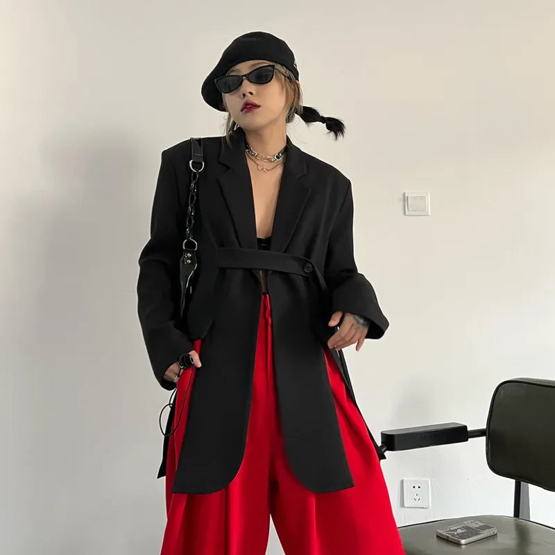 Spring Autumn New Women Blazer Niche Design Split Hem Ribbon Elegant Casual Fashion Chic Jacket High-end Trend Coat HK17058