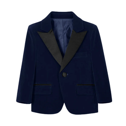 New Autumn Boys Handsome Velvet Jacket For School Performance High Quality Peak Lapel Kids Blazer Banquet Party Wear 2-20T
