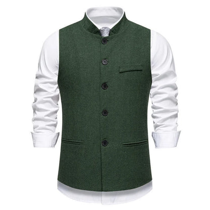 Men's Vest – Herringbone Single-Breasted Waistcoat for Weddings & Business