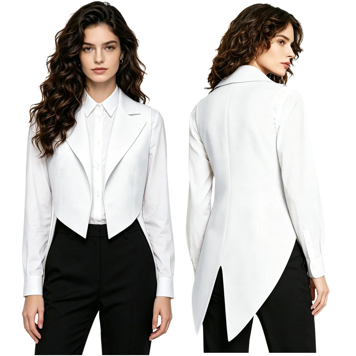 Tailcoat for Women Nightclub Waitress Costume Swallowtail Lady Formal Suits Vest Tuxedo Waistcoat Fashion Jazz Dance Costume