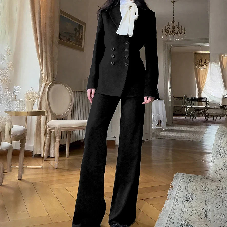 2025 New Women Casual Blazer Suit Set with Double-breasted Office Formal Pant Suit Separates Slim Fit Custom Made Traje de Mujer